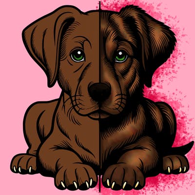 realistic dog split picture