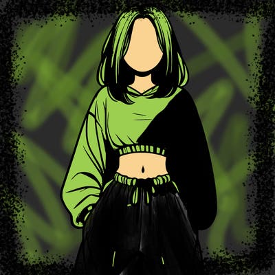 realistic girl faceless with baggy pants and a crop top