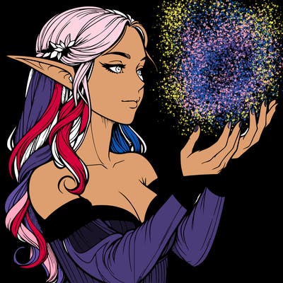 realistic elf girl doing magic
