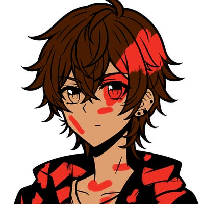 teen anime boy shoulder length hair and pierced ears