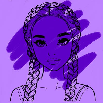 realistic girl with braids