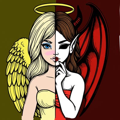 realistic angel half demon