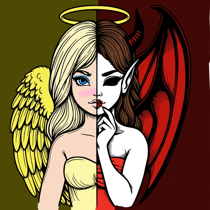 realistic angel half demon