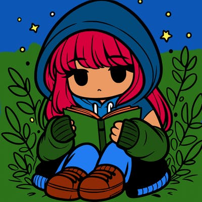 girl in oversized hoodie reading a book