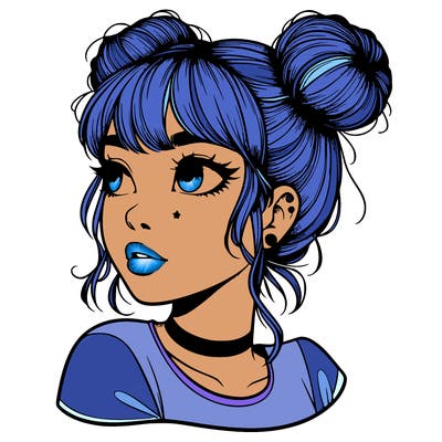 realistic girl with spacebuns