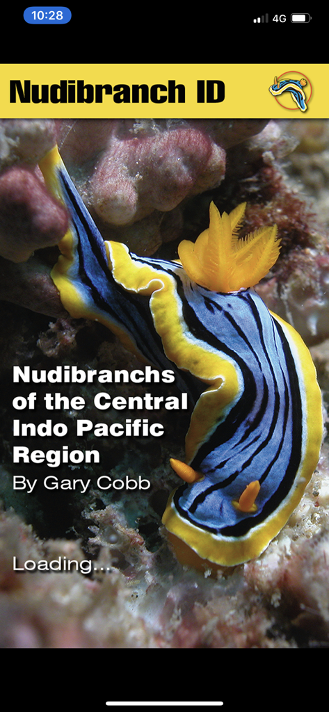カラフルなウミウシが特徴の、Nudibranch ID Indo Pacificアプリのスプラッシュスクリーン