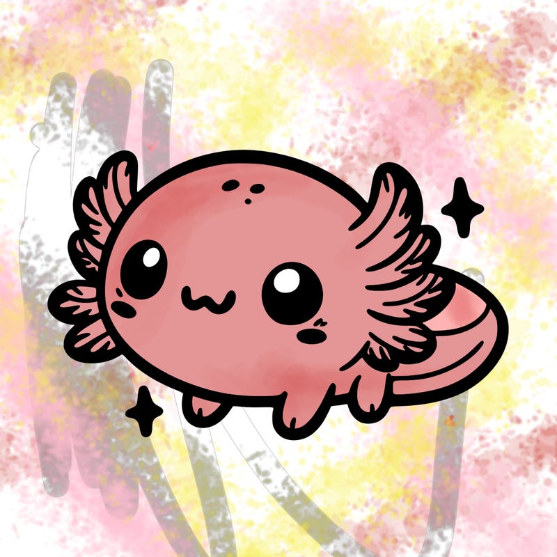cute easy baby axolotl