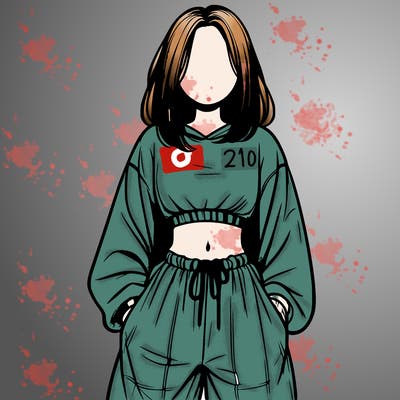 realistic girl faceless with baggy pants and a crop top