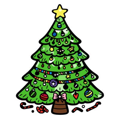 christmas tree with lots of details