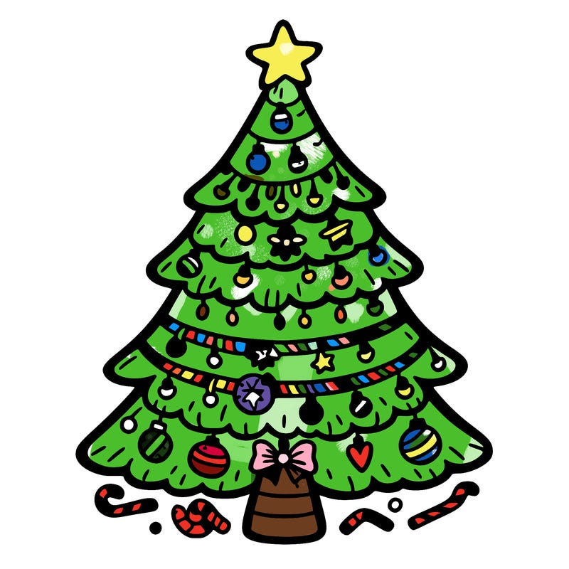 christmas tree with lots of details