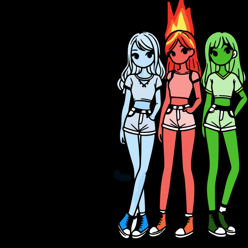 a group of girls wearing crop tops and shorts