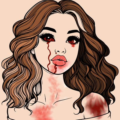 realistic girl with wavy hair and lips