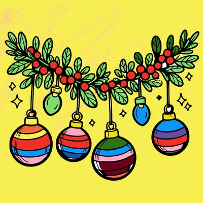 christmas garland with big bulbs