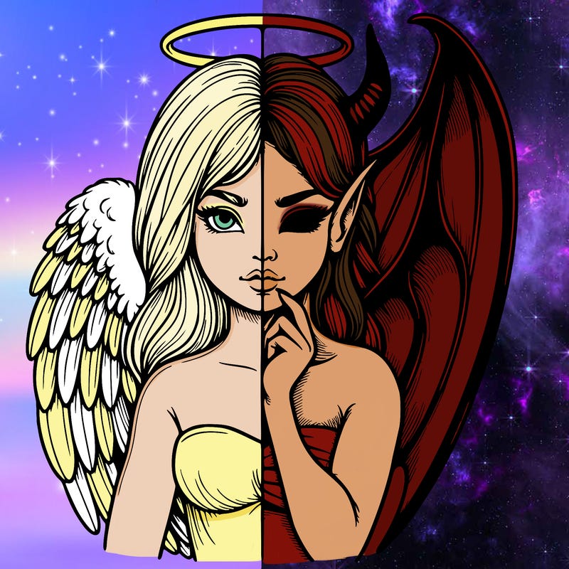 realistic angel half demon