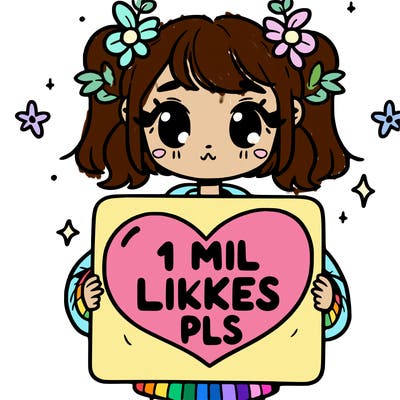 girl holding a heart shaped sign that says 1 mil likes pls