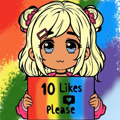 a girl with a sign saying 10 likes please