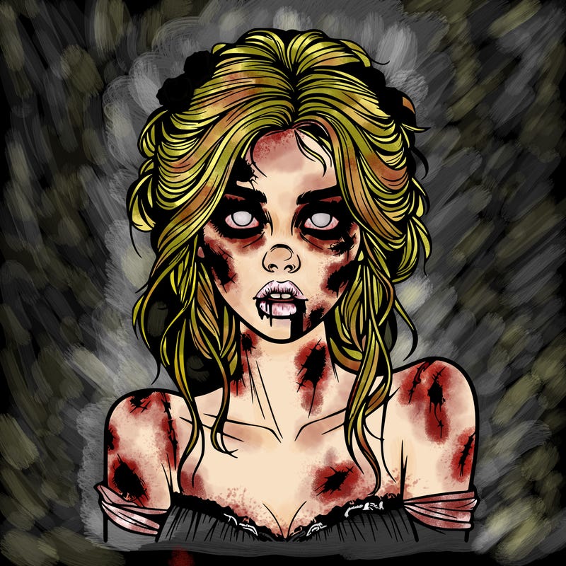 realistic beautiful zombie girl