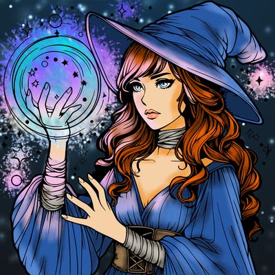 realistic women sorcerer using magic