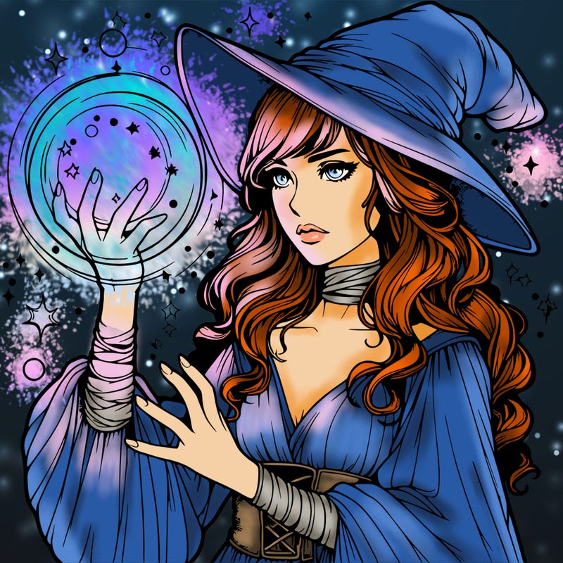 realistic women sorcerer using magic