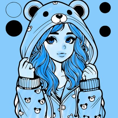 realistic girl in a animal pjs hoodie