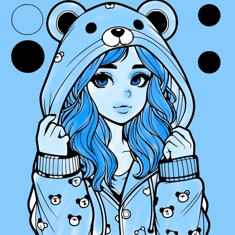 realistic girl in a animal pjs hoodie