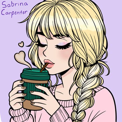 realistic girl drinking coffee