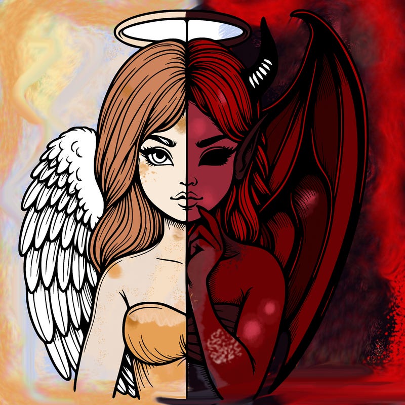 realistic angel half demon