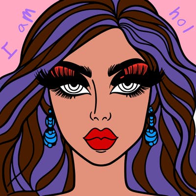 woman with extravagant makeup