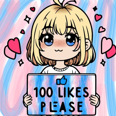 a cute girl holding 100 likes please  sign