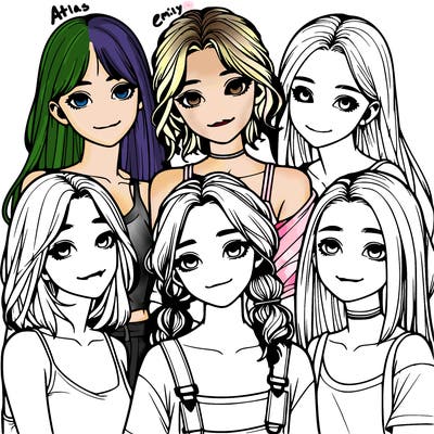 a group of girls realistic