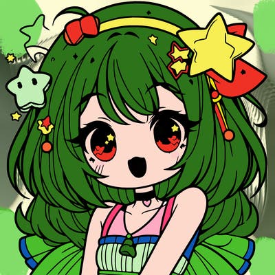 cute anime girl with star accessories