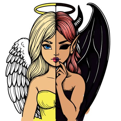 realistic angel half demon