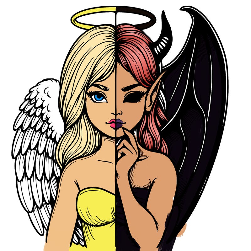 realistic angel half demon