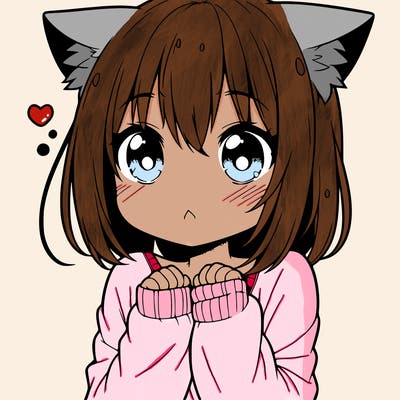 shy anime catgirl