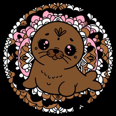 a cute baby seal mandala