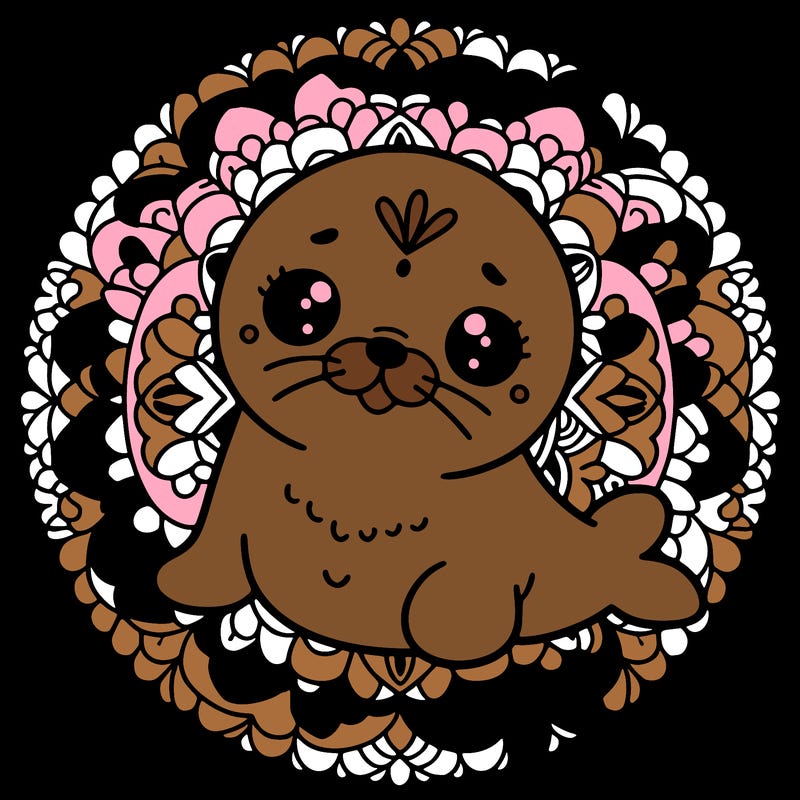 a cute baby seal mandala
