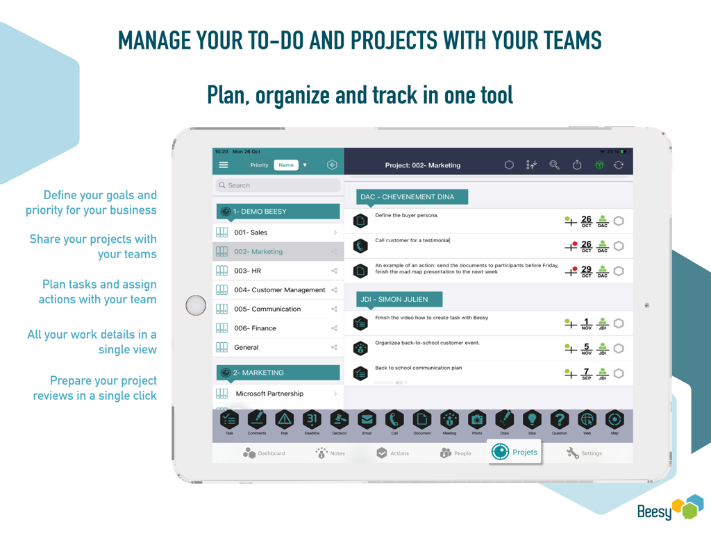 Beesy - Beesy iPad interface for managing tasks and team projects