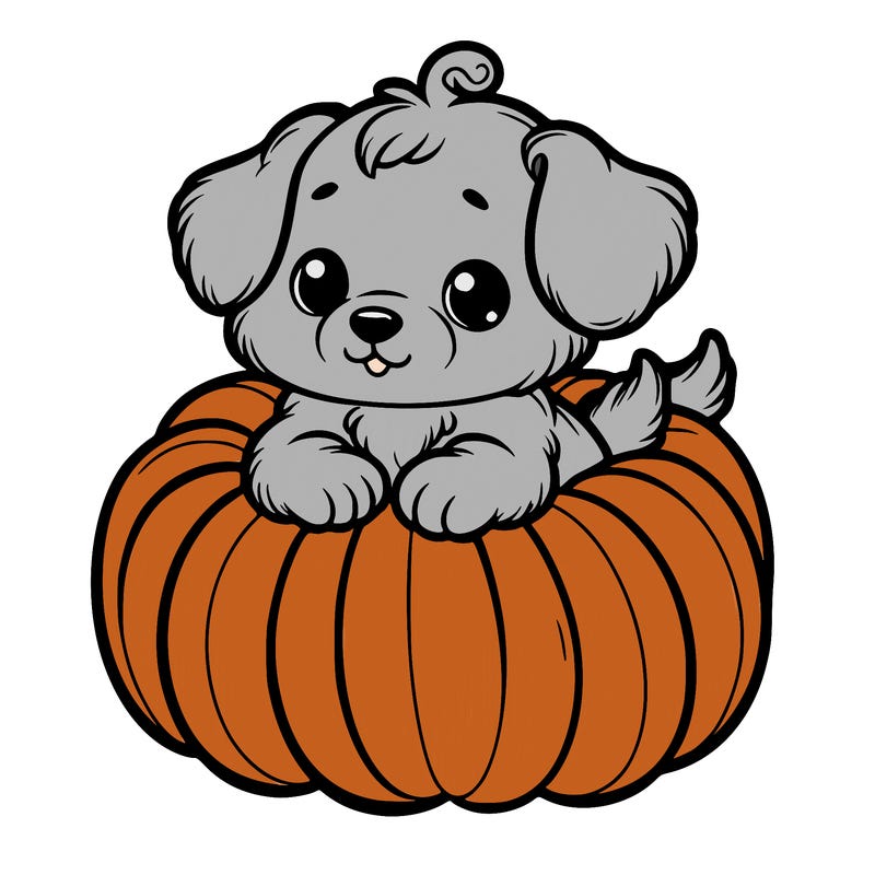 cute little puppy in a pumpkin