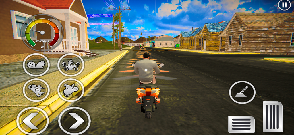 Moto Elite Bike Auto Brasil 3D - Una persona andando en motocicleta por una calle residencial en Moto Elite Bike Auto Brasil 3D.