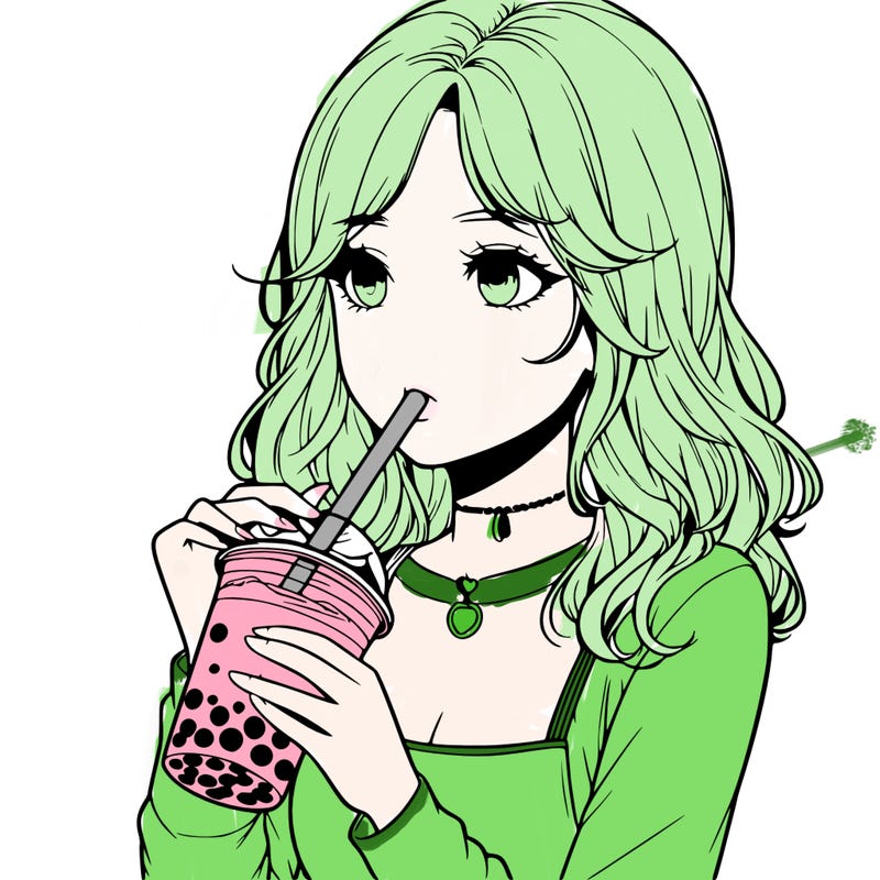 realistic girl drinking boba tea