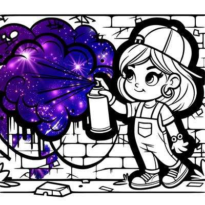 girl, graffiti spraying
