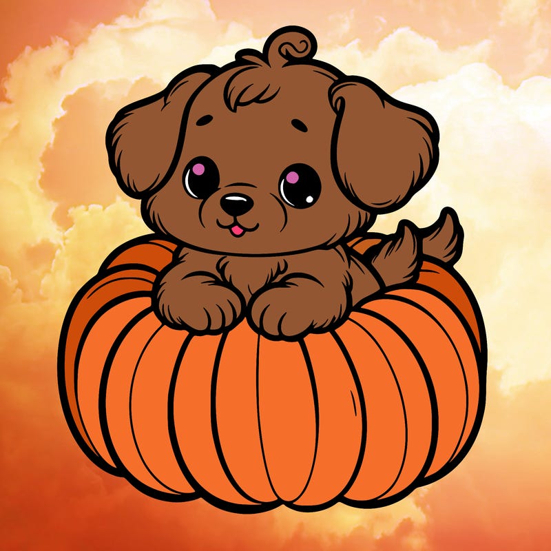 cute little puppy in a pumpkin