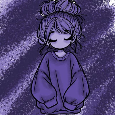 girl with baggy sweatshirt and messy bun