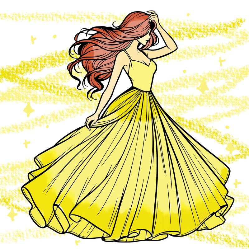 realistic woman with dress flowing in the wind