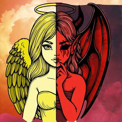 realistic angel half demon