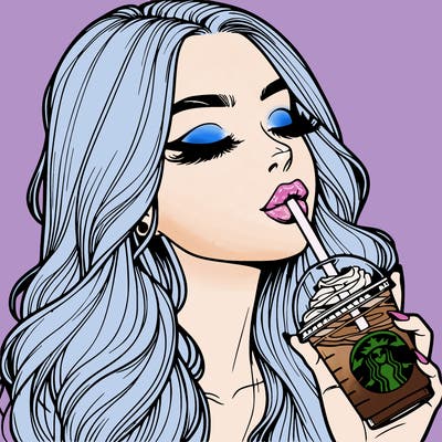 realistic girl drinking starbucks
