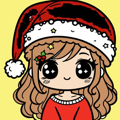 girl with sant hat on