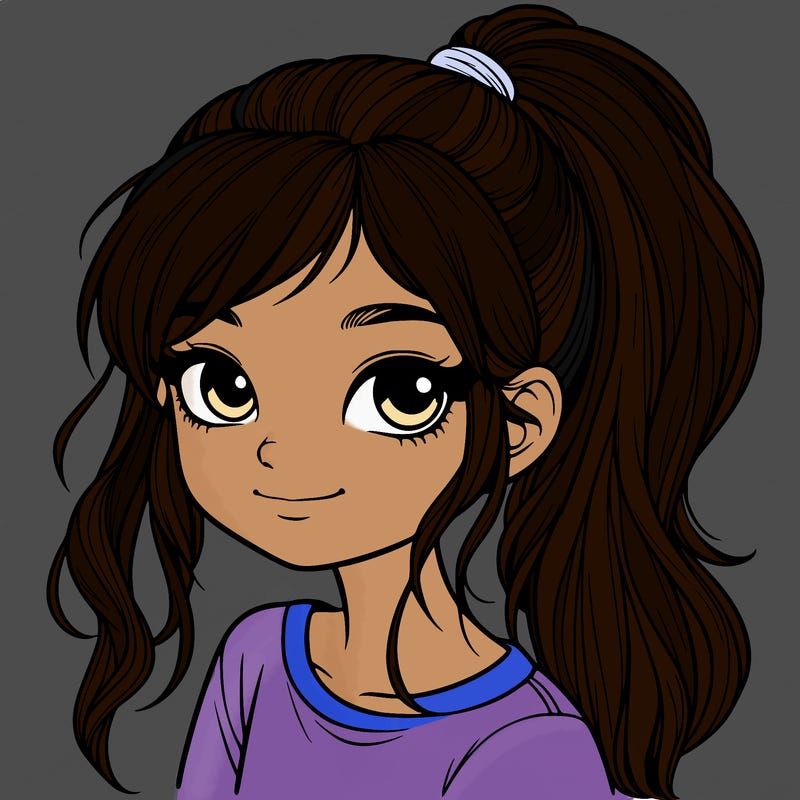 realistic girl with ponytail