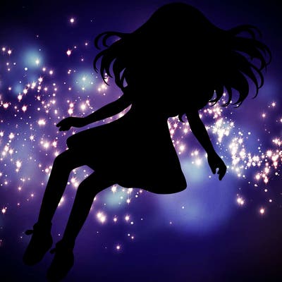 realistic girl floating