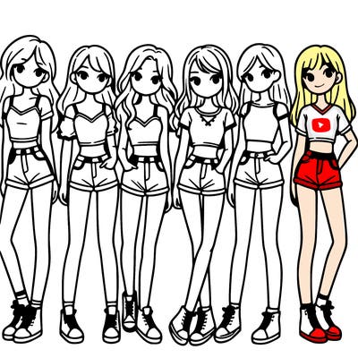 a group of girls wearing crop tops and shorts